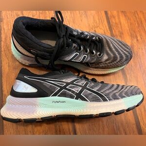 ASICS Gel Nimbus Lite FlyteFoam women’s running shoes size 9 black teal white